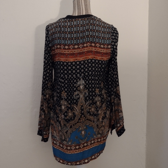 Anthropologie Meadow Rue Black Print Popover Flowy Blouse NWOT Size S - Picture 3 of 10